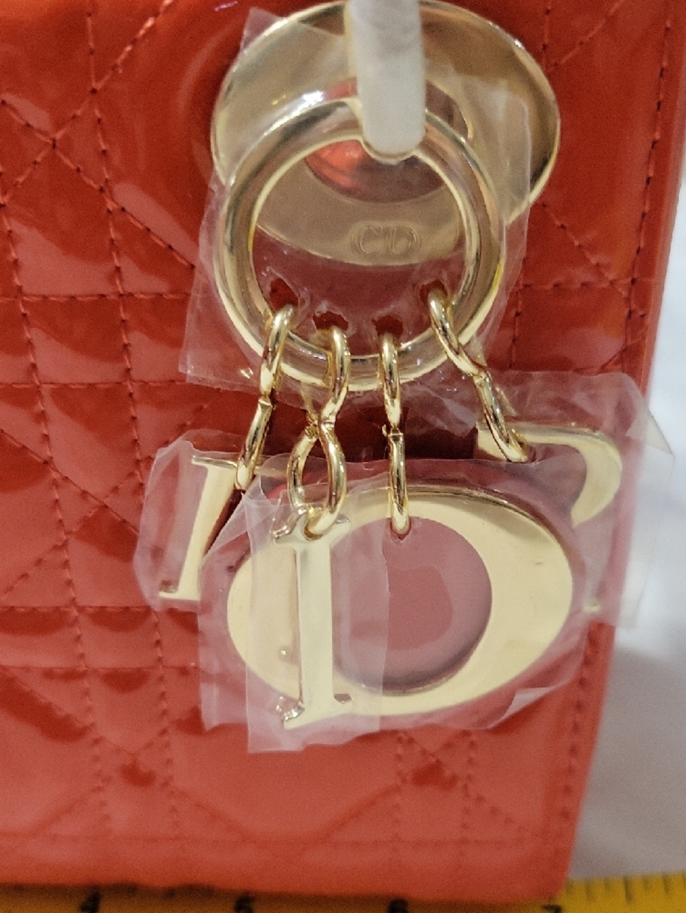CHRISTAIN DOIR Orange Patent Lady Dior Mini Bag with Gold Hardware - Picture 2 of 16